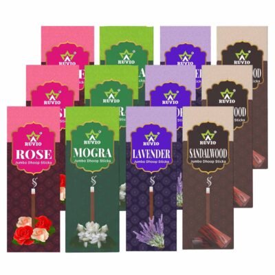 Ruvio Rose, Mogra, Lavender, Sandal Incense Stick (10stickX12pack) - 120Stick
