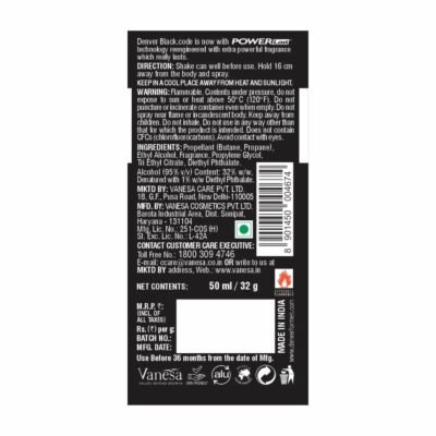 Denver Black Code Deo For Man - 150ml