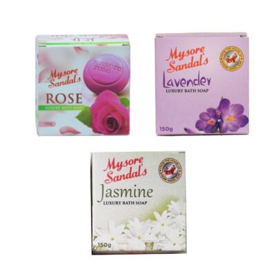 Mysore Sandal Rose, Jasmine & Lavender Soap 150g (Pack of 3)