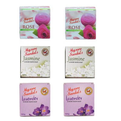 Mysore Sandal Rose, Jasmine & Lavender Soap 150g (Pack of 6)